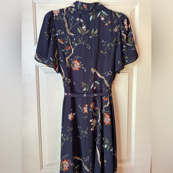 Nanette Lepore Flutter Sleeve Button Up Floral Dress with Slip - Picture 2 of 6